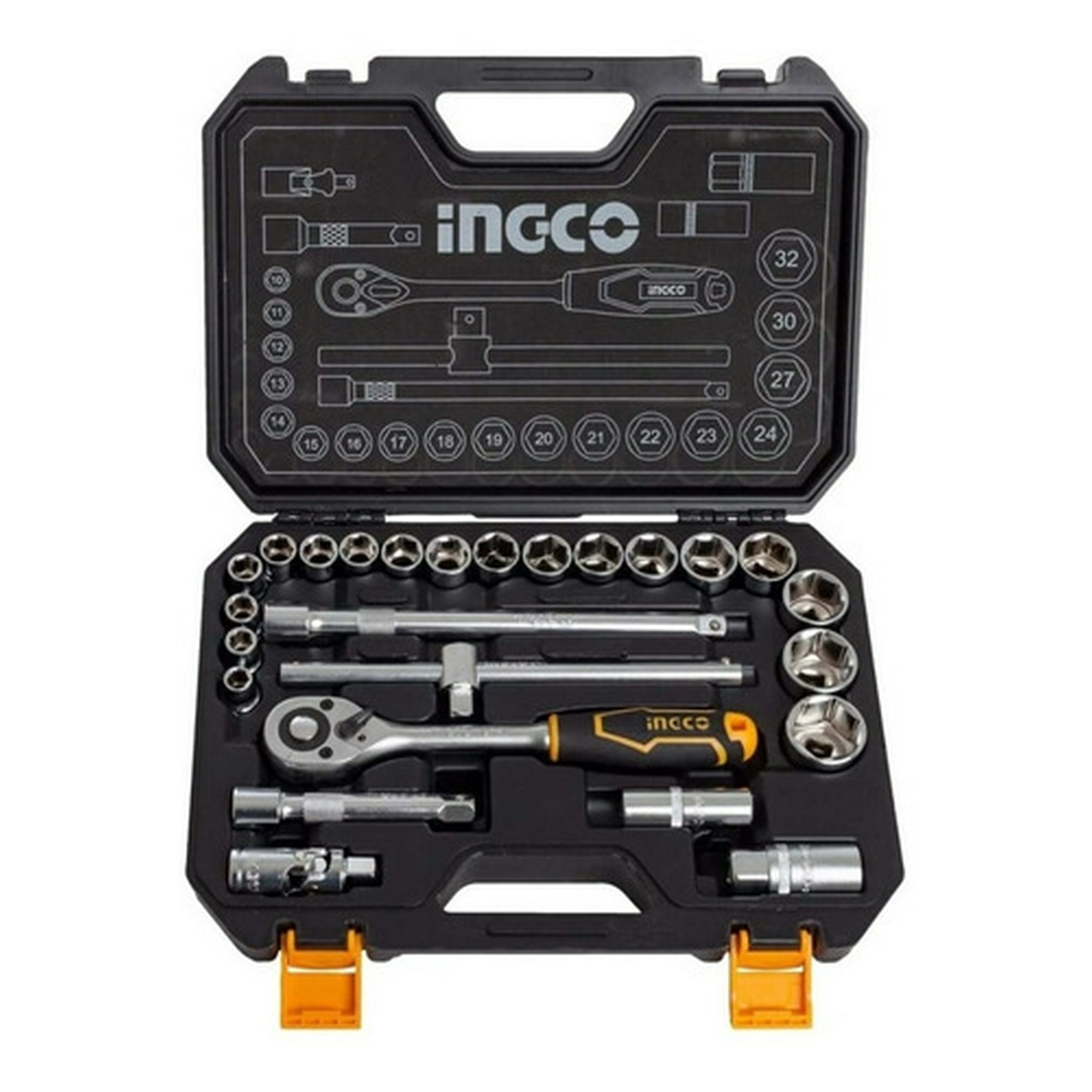 Set Dados Y Chicharra Industrial 25 Piezas 1/2 Ingco