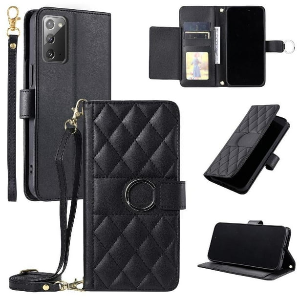 Funda tipo billetera FOXDOCK para Samsung Galaxy Note 20 – Tapa abatible con correa para mujer