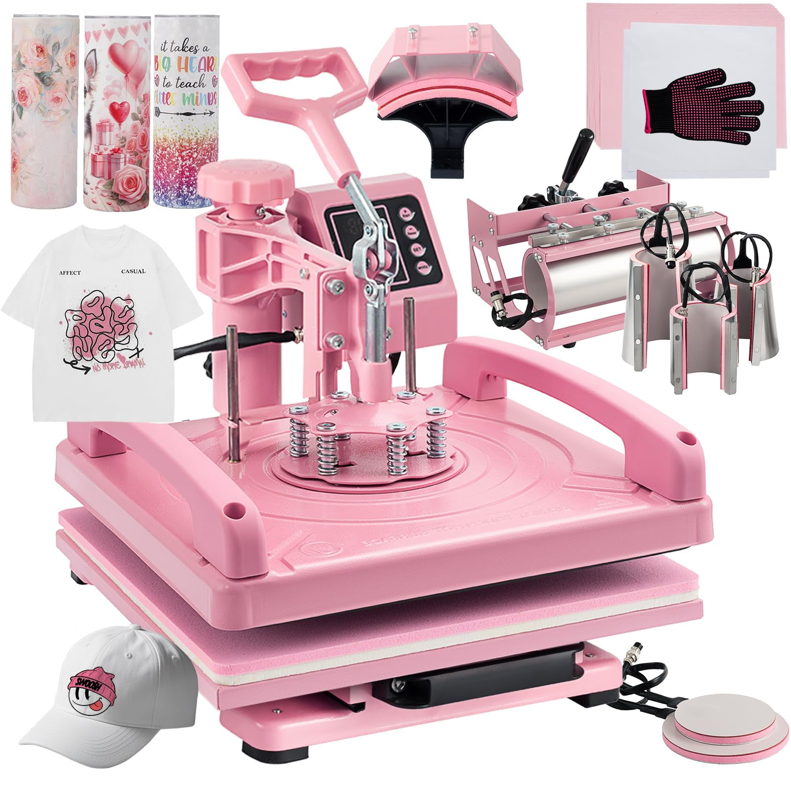 Máquina De Prensado En Caliente Leomru 8 En 1 Para Camisetas, Sombreros, Gorras Y Tazas