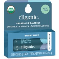 Bálsamo Labial Cliganic Organic Sweet Mint, Paquete De 2
