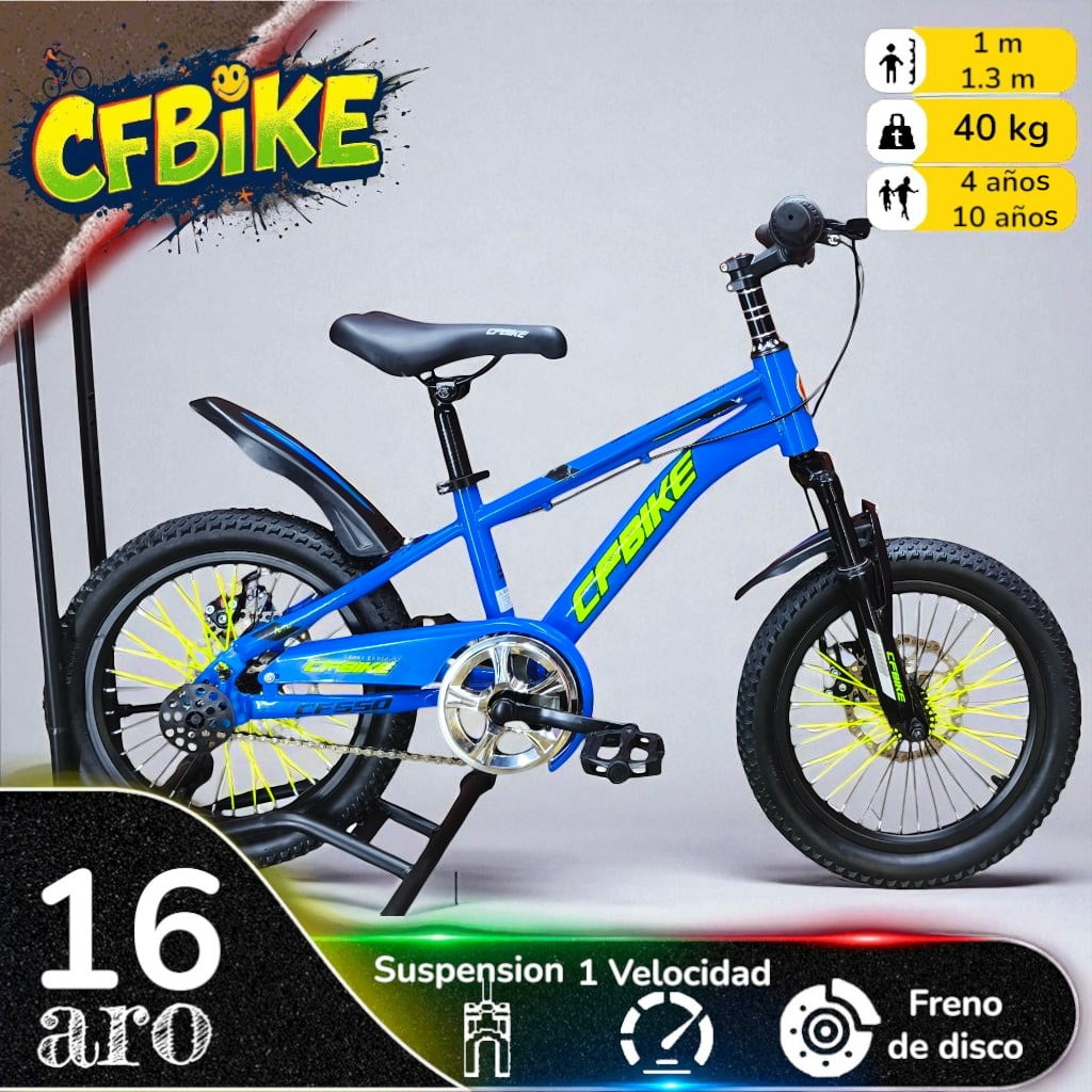 Vipnetwork - Bicicleta Aro 16 Cfbike Con Disco Azul Log Amarillo