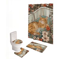 Genérico - Set De 4 Piezas Para Baño Con Estampado 11