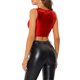 thumbnail image 3 of INSPIRE CHIC Top sin mangas para mujer U Neck Party Clubwear Holographic Shiny Metallic Crop Top Rojo S, 3 of 6