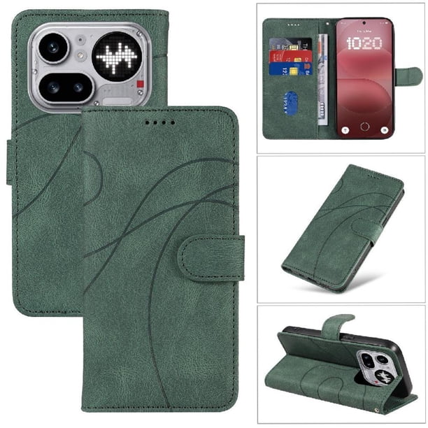 Funda tipo cartera con tapa para Nothing Phone 4A Pro con tarjetero, soporte y cubierta magnética Verde