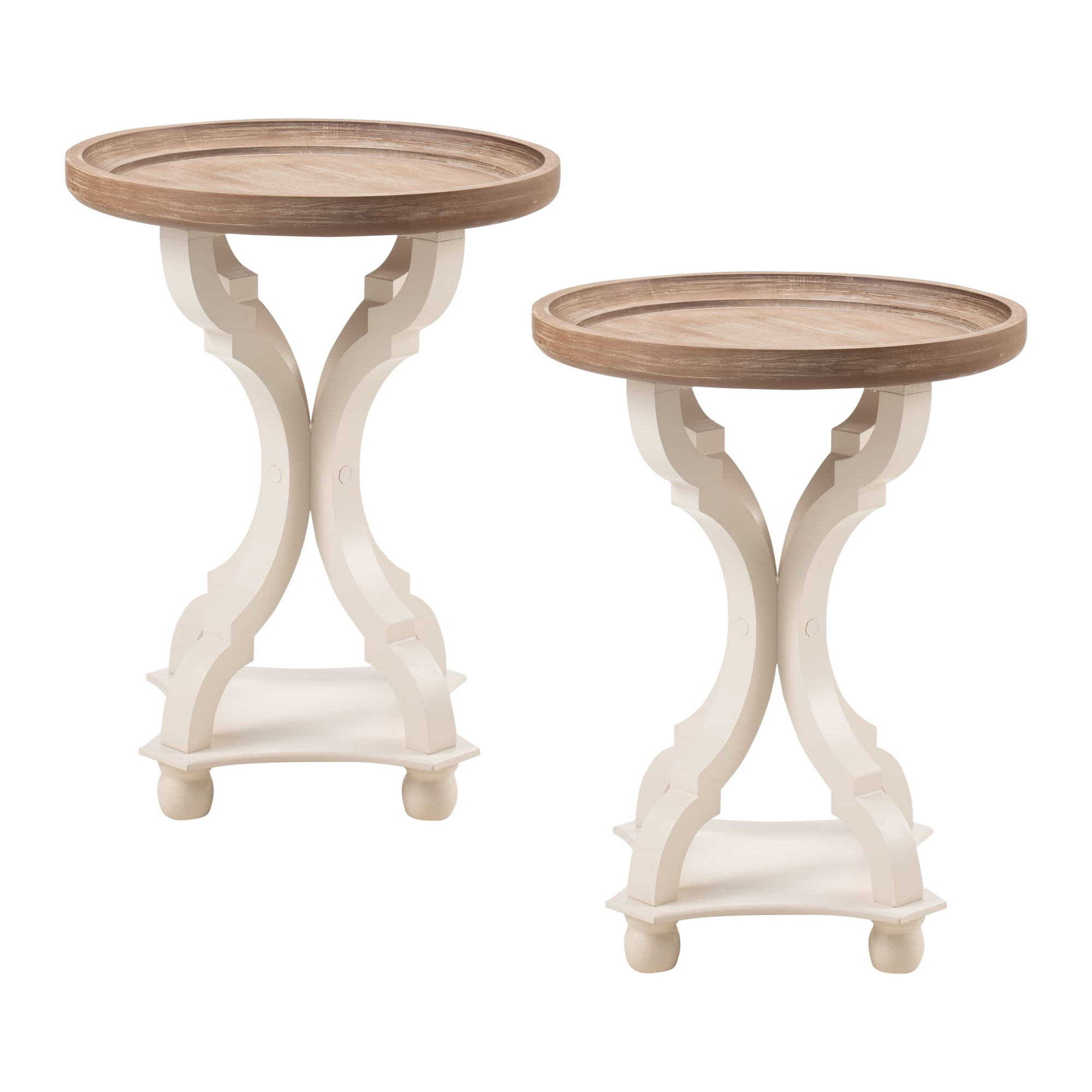 Mesa Auxiliar Cozayh Rustic Farmhouse Cottagecore White (paquete De 2)