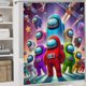 thumbnail image 5 of Among Us theme 4 piece Shower Curtain Set With Rugs Waterproof Bathroom Decor Set Includes Bath Mat U shaped Rug Toilet Lid Cover And Curtain With Hooks, 5 of 6