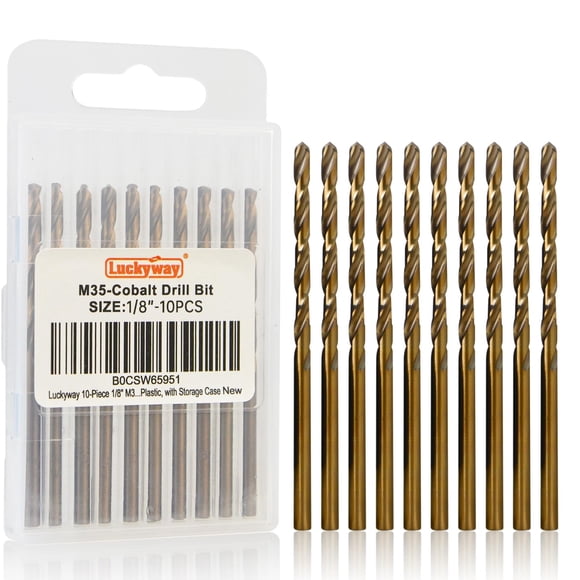 Brocas Luckyway M35 Cobalto 1/8" Recubiertas de Titanio - Juego de 10