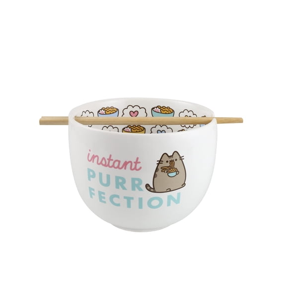Juego de cuencos para fideos Ramen de Enesco Pusheen the Cat, 14 cm, con palillos