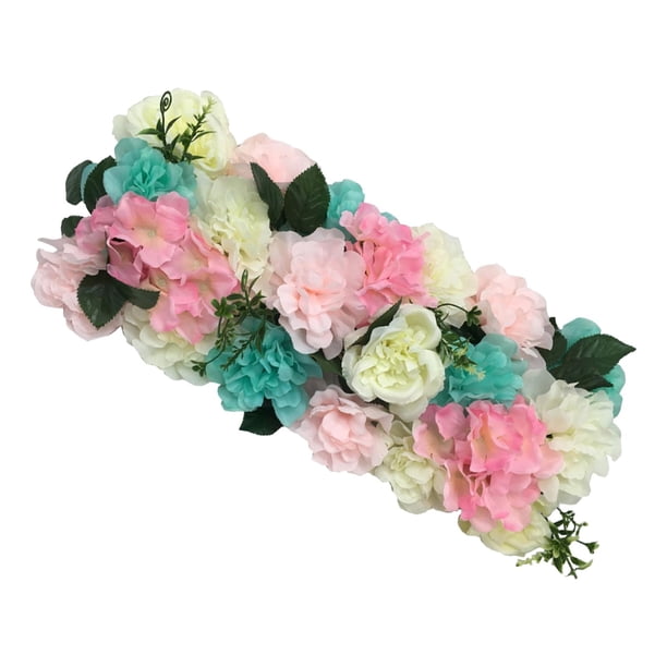 Decoración de pared, de boda, flores, panel de flores artificiales, telón de fondo para ramo de guardería, habitación de bebé, decoración para n Azul rosado