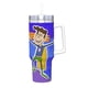 thumbnail image 2 of Hombre Servilleta Vaso aislado de acero inoxidable con asa, diseño temático, regalo para familia, amigos y fans; incluye pajita y encaja en el portavasos estándar, 40 oz, 2 of 6