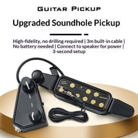 Xusx111 - 12 Agujeros De Sonido Guitarra Acústica Pickup Transductor Eléctrico Preamplificador Magnético Con Capo Y Cable De Audio De 10 Pies