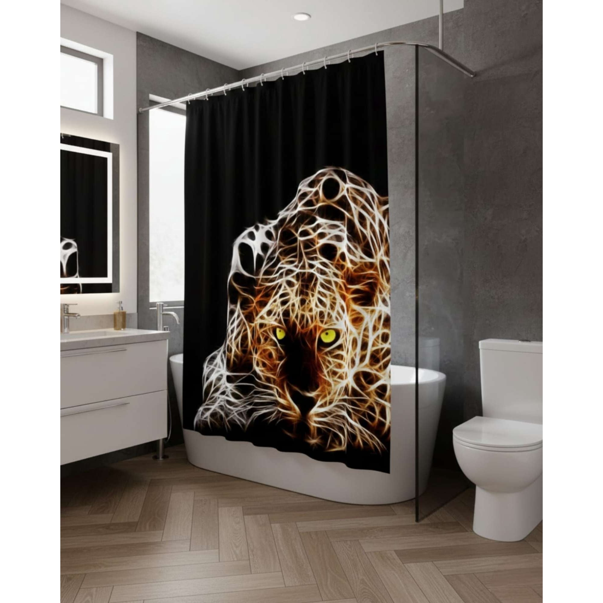 Imac Hogar - Juego De Cortina De Baño Tela Género + Forro Impermeable