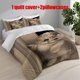 thumbnail image 1 of 3pcs Kitten with Bow on Head Visiting Door Print Bedding Set Duvet Cover and Pillowcases, 1 of 5