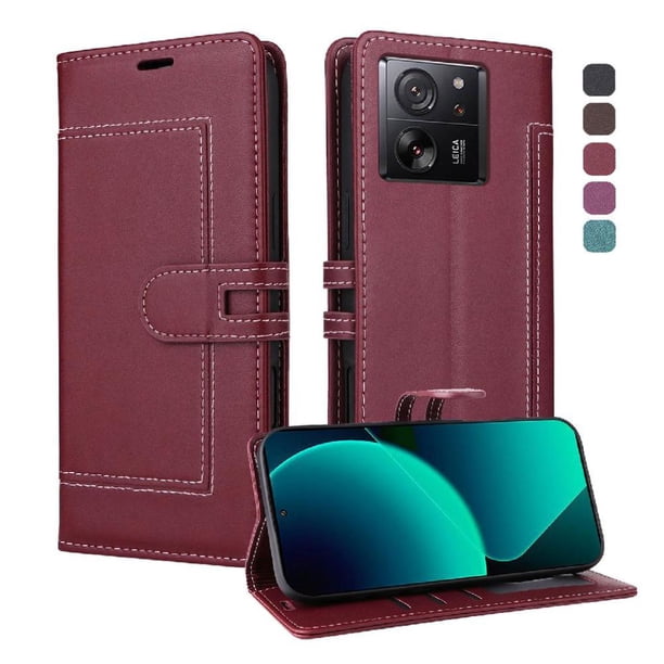 Premium Wallet Case for Xiaomi 13T with Card Slots & Kickstand, Flip Cover Red