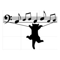 Rienda Libre Graphics - Decomural Cat Hanging On Notes Bass Clef Ws-80091