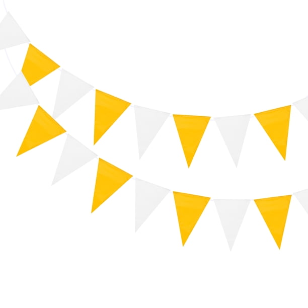 Uxcell Banderines de Cuerda Triangular para Decoraciones Festivas, de Boda, de Cumpleaños Blanco, Amarillo