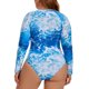 thumbnail image 5 of Agnes Orinda Traje de Baño de Surf de Una Pieza con Manga Larga y Cremallera para Mujeres de Talla Grande, Estilo Tie Dye, para Vacaciones en la Playa, Talla 4X, Azul, 5 of 9