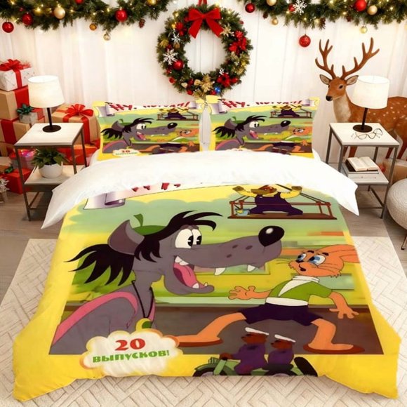 Animation Set 'Well Just You Wait!' Cover Printed Duvet Cover Set Bedding Including a Duvet Cover And Two Pillowcases Soft And Comfortable Perfect for Family Be