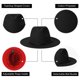 thumbnail image 3 of Sombrero Fedora jingsha de fieltro de ala ancha en Panamá para mujeres y hombres, 3 of 7