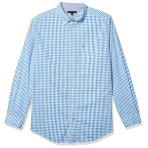 Camisa Tommy Hilfiger Para Hombre, Talla Grande Y Alta, Manga Larga, Corte Clásico