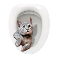 Bothyi - Etiqueta Engomada De La Tapa Del Asiento Del Inodoro De Dibujos Animados Etiqueta Engomada De La Tapa Del Inodoro Del Gato Para El Baño Del Lavabo L
