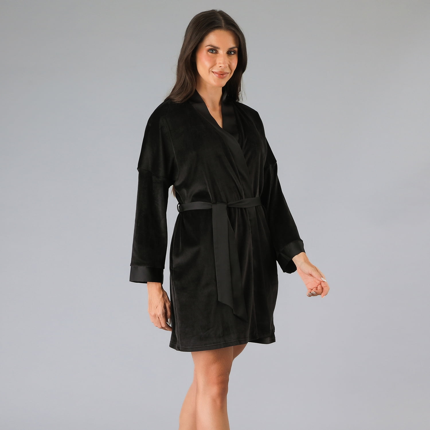 Bata Velvet Satin Flores Mujer 33955-2