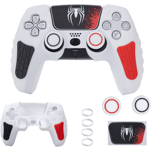 Genérico - Funda Para Controlador De Playstation 5, Funda De Silicona Antideslizante Para El Mando De Ps5 Con Tapones Para El Pulgar, Protectores Para El Joystick Y Adhesivo Envolvente Para La Funda-Blanco