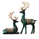 thumbnail image 1 of 2 Uds. Estatuillas De Ciervos Amantes Decoraciones Esculturas De Reno Estatuas De Alce De Navidad Verde, 1 of 3