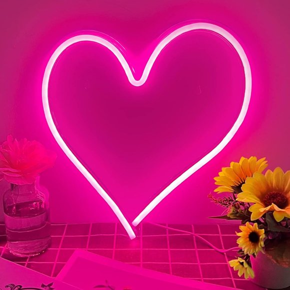 Lámpara BerniceKelly Corazón Rosa Neon 34x33 cm USB