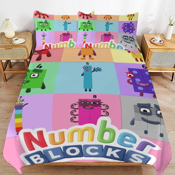 x136 Numberblocks Bed Duvet Cover Microfiber Bedding Sets 3D Printed Lightweight 3 Piece Comforter Sets, 1 Duvet Cover And 2 Pillow Shams for Kids Boys Girls 79"x90" jn136
