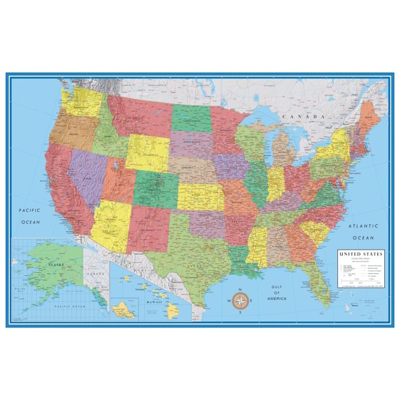Mapa mural Swiftmaps 61 × 91 cm EE. UU. Classic Elite