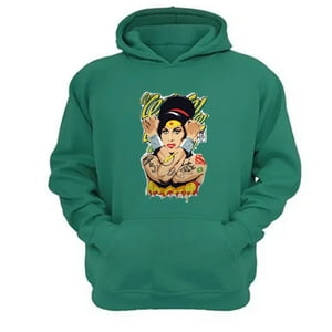 Genérico - Polerón Canguro Amy Winehouse Verde Aguamarina Talla S Unisex