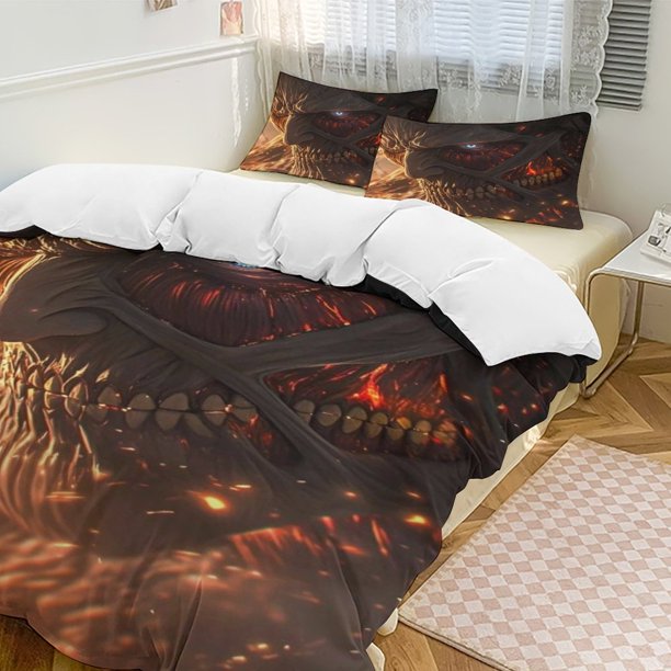 Attack on Titan Anime Home Bed 3-piece Set Classic Japanese Anime Polyester Wash Student Dormitory Set