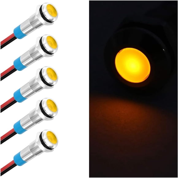 Luz Indicadora LED GLSOWEE 6 mm 12-24 V Amarilla IP66