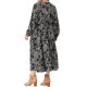 thumbnail image 3 of Vestido Agnes Orinda para Mujer Talla Grande con Estampado Floral Boho, Cinta Geométrica en la Cintura, Cuello en V, Manga Larga, Estilo Casual Flowy A Line con Bolsillo 2X Negro, 3 of 6
