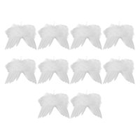 Magideal - 10X Alas De Ángel Accesorios Decoración Colgante Colgante Exquisito Pluma Blanca Fantasía Diy Artesanía Para El Hogar Vacaciones Boda Árbol De Navidad 20Cmx15Cm