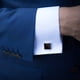 thumbnail image 4 of Juego de 4 pares de gemelos retro para camisa de hombre, negros, redondos, cuadrados, con nudo clásico, a rayas francesas, para traje, camisa, boda, negocios, graduación, regalo de joyería., 4 of 7