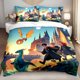 thumbnail image 1 of 3pcs Bedding set Bedding Cushion Cover Cartoon Dragon & Castle Print Comforter Cover Set, 1 of 1