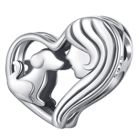 Charm Mujer con Perrito en Plata 925