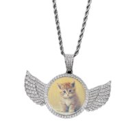 Magideal - De Imagen Ángel De Cobre Colgante Adornos Personalizados Colgante De Cadena De Fotografía Para Baile De Graduación Cóctel Boda Aaa , Plata