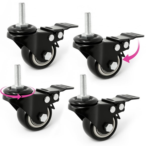 Juego de 4 ruedas giratorias con freno Liquid Stands – 3,8 cm (8 mm × 25 mm)