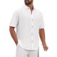 thumbnail image 5 of INSPIRE CHIC Camisa de Hombre de Manga Corta con Botones y Textura Sólida Casual de Punto XL Blanco, 5 of 6