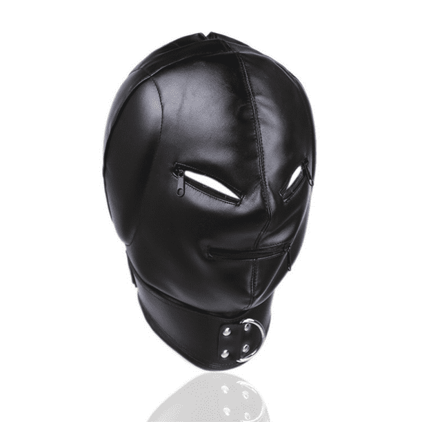 1pc BDSM Leather Hood Mask - Zipper Open Mouth Eyes Full Face Cover for Adult Role-playing Sex Toys and Nightclub Prom