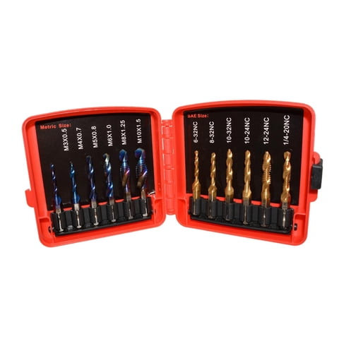 Ioensy - Juego De Brocas Para Roscar, Accesorio De Hardware Para Tallar, Desbarbar, Roscar, 12 Uds., Azul Métrico