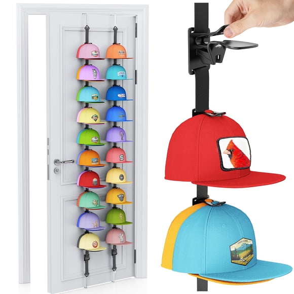 Organizador Para Gorras Para Puerta Negro Para 40 Gorras