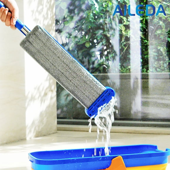 Mopa plana autoescurrible Aileda con paño, uso húmedo o seco para pisos de cocina, baño y hogar