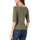 thumbnail image 3 of INSPIRE CHIC Camisetas de Mujer Mangas al Codo Cuello Barco Ajuste Ceñido Casual Camisetas Verde Oliva M, 3 of 6