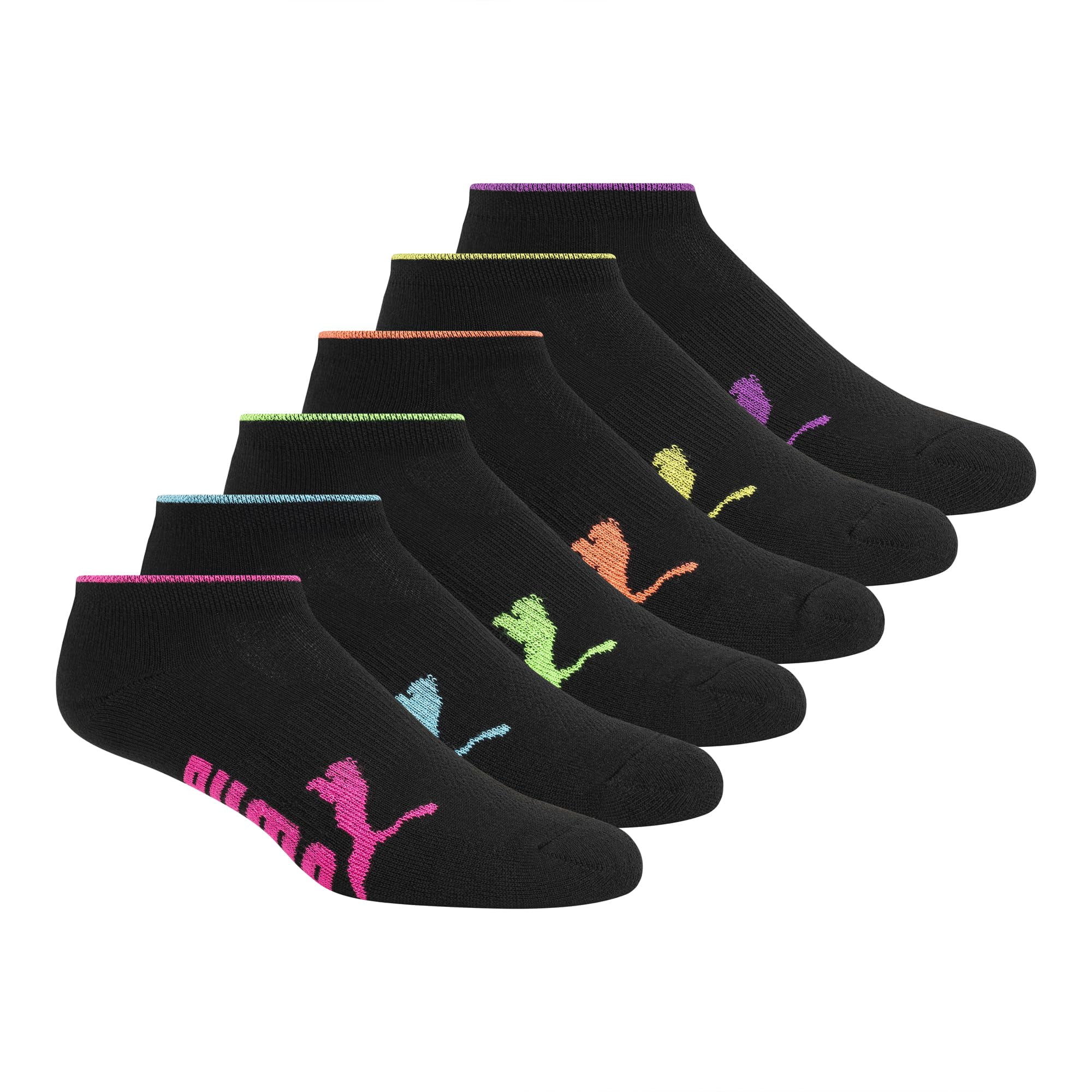 Calcetines Puma Half Terry Runner Para Mujer, Paquete De 6, Negros, 9-11