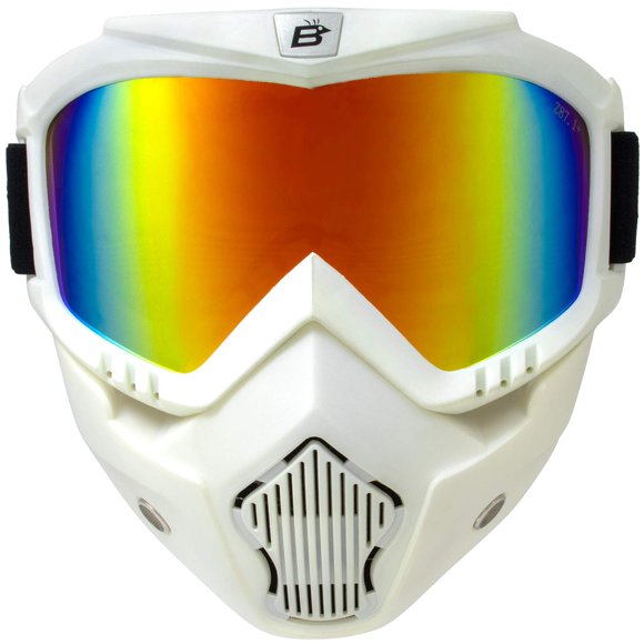 Máscara de moto y gafas desmontables Birdz Skylark White