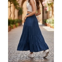 Flix Spa - Falda Larga Mezclilla Mujer Plisada Calidad Premium